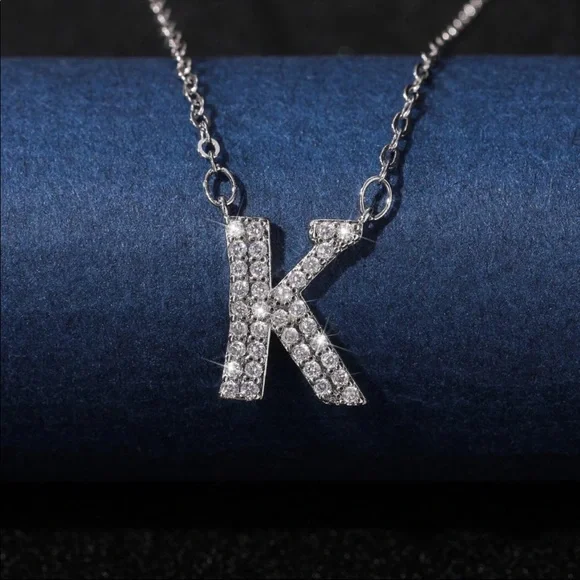 New 925 Silver Initial Letter Diamond Necklaces - Picture 7 of 16